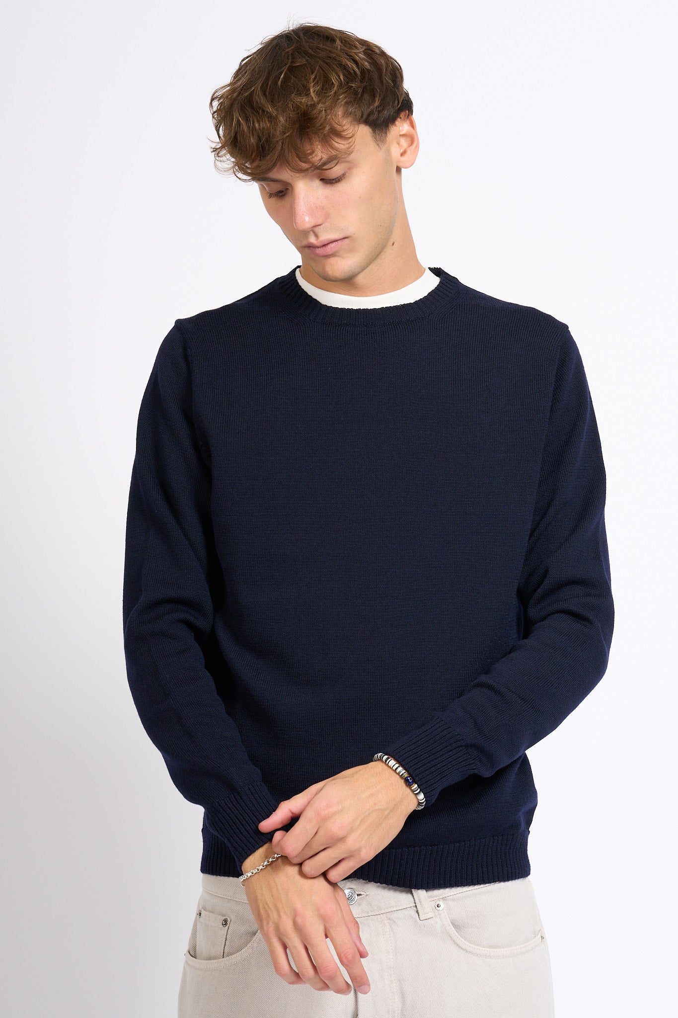 Customer lovers Maglia Giro Merino Blu Uomo-2