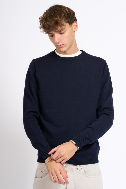 Customer lovers Maglia Giro Merino Blu Uomo-2