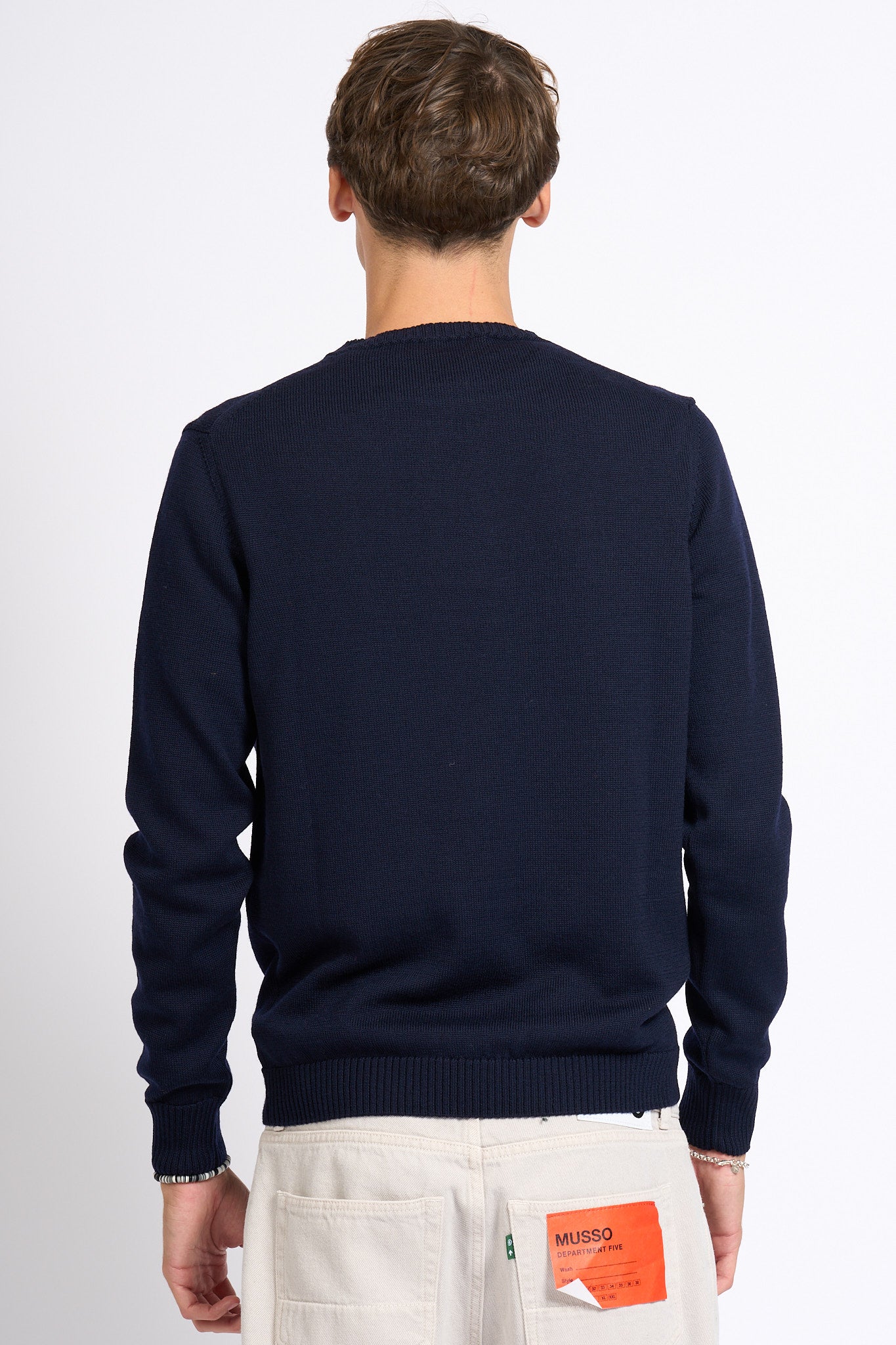 Customer lovers Maglia Giro Merino Blu Uomo-6