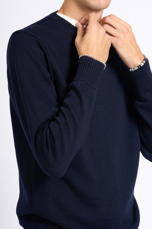 Customer lovers Maglia Giro Merino Blu Uomo
