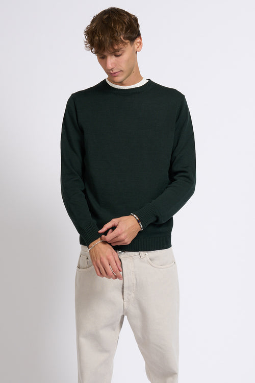 Customer lovers Maglia Giro Merino Verde scuro Uomo-2