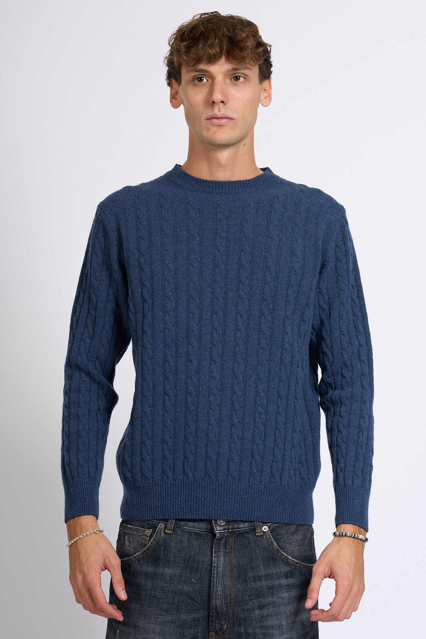 Customer lovers Maglia Giro Treccia Blu Uomo-6