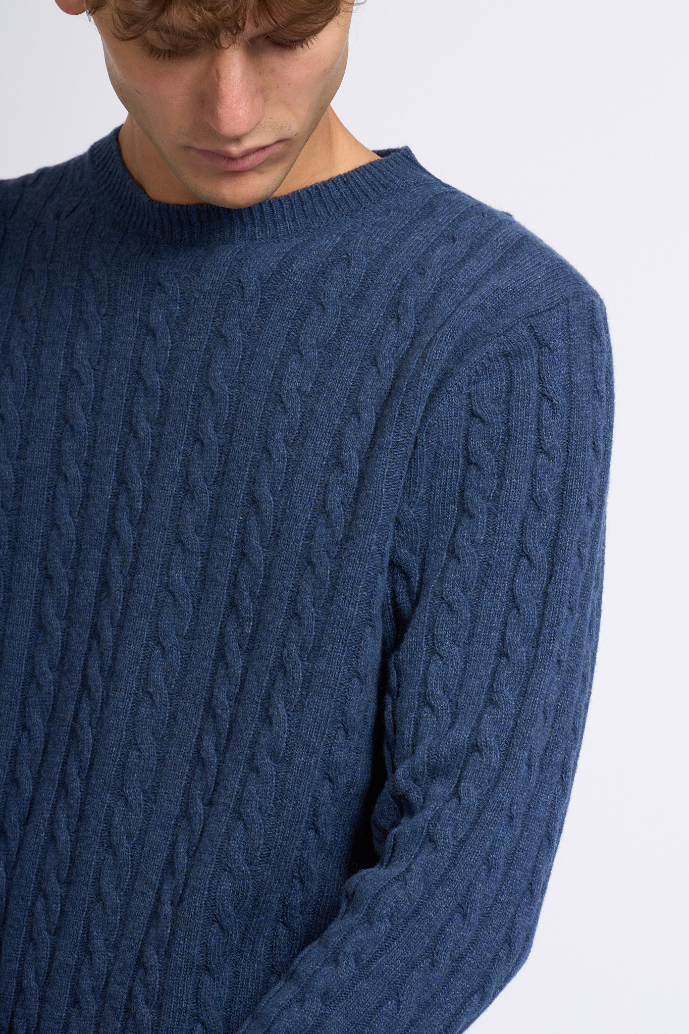 Customer lovers Maglia Giro Treccia Blu Uomo-1