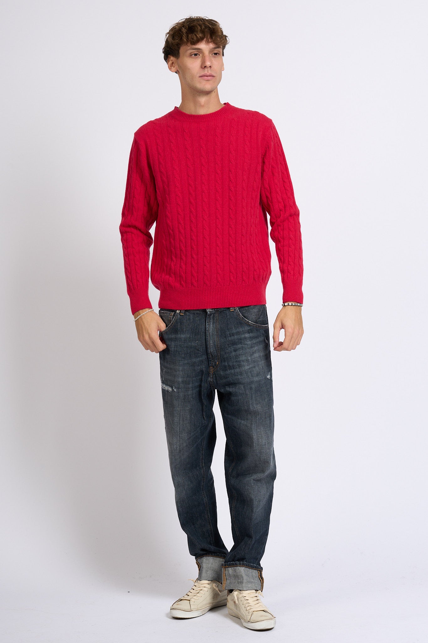 Customer lovers Maglia Giro Treccia Corallo Uomo-3