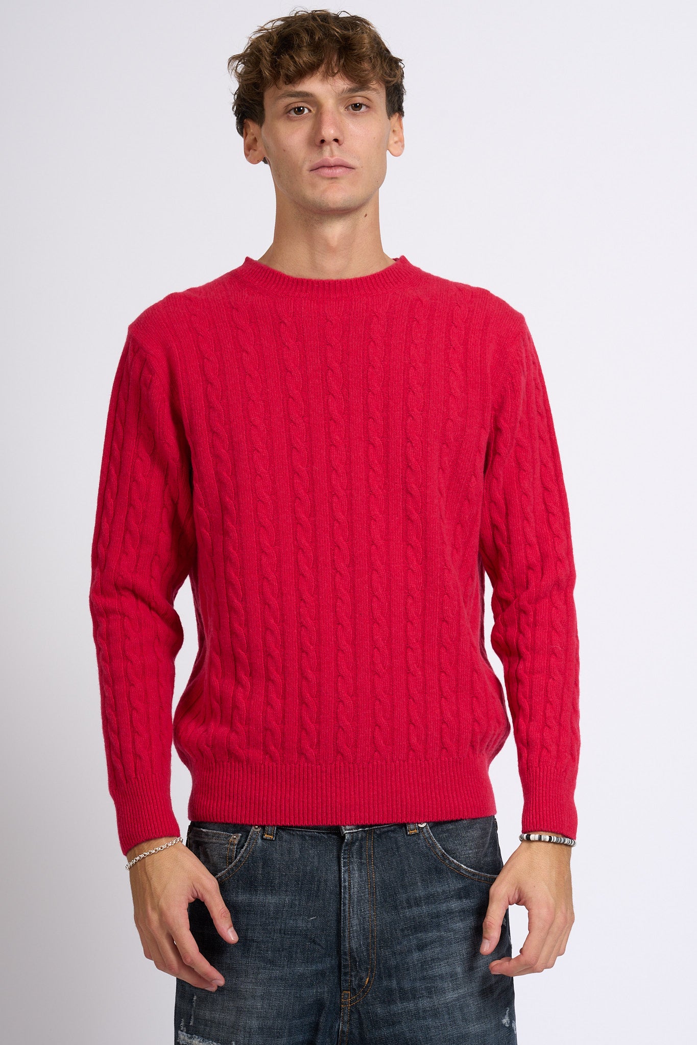 Customer lovers Maglia Giro Treccia Corallo Uomo-4