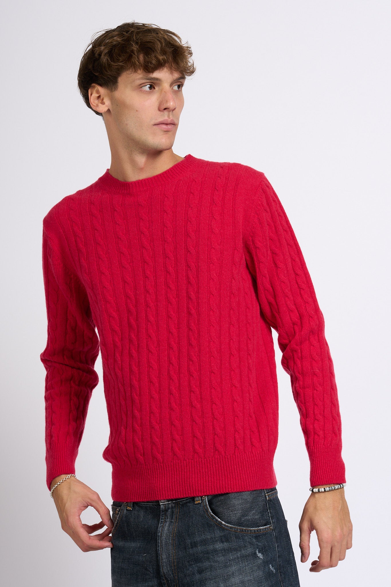 Customer lovers Maglia Giro Treccia Corallo Uomo-5