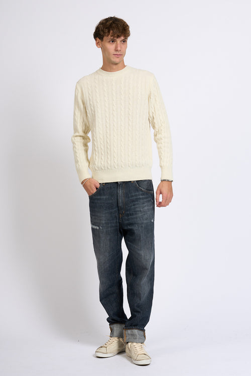 Customer lovers Maglia Giro Treccia Panna Uomo