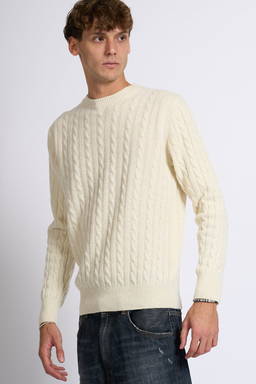 Customer lovers Maglia Giro Treccia Panna Uomo-2