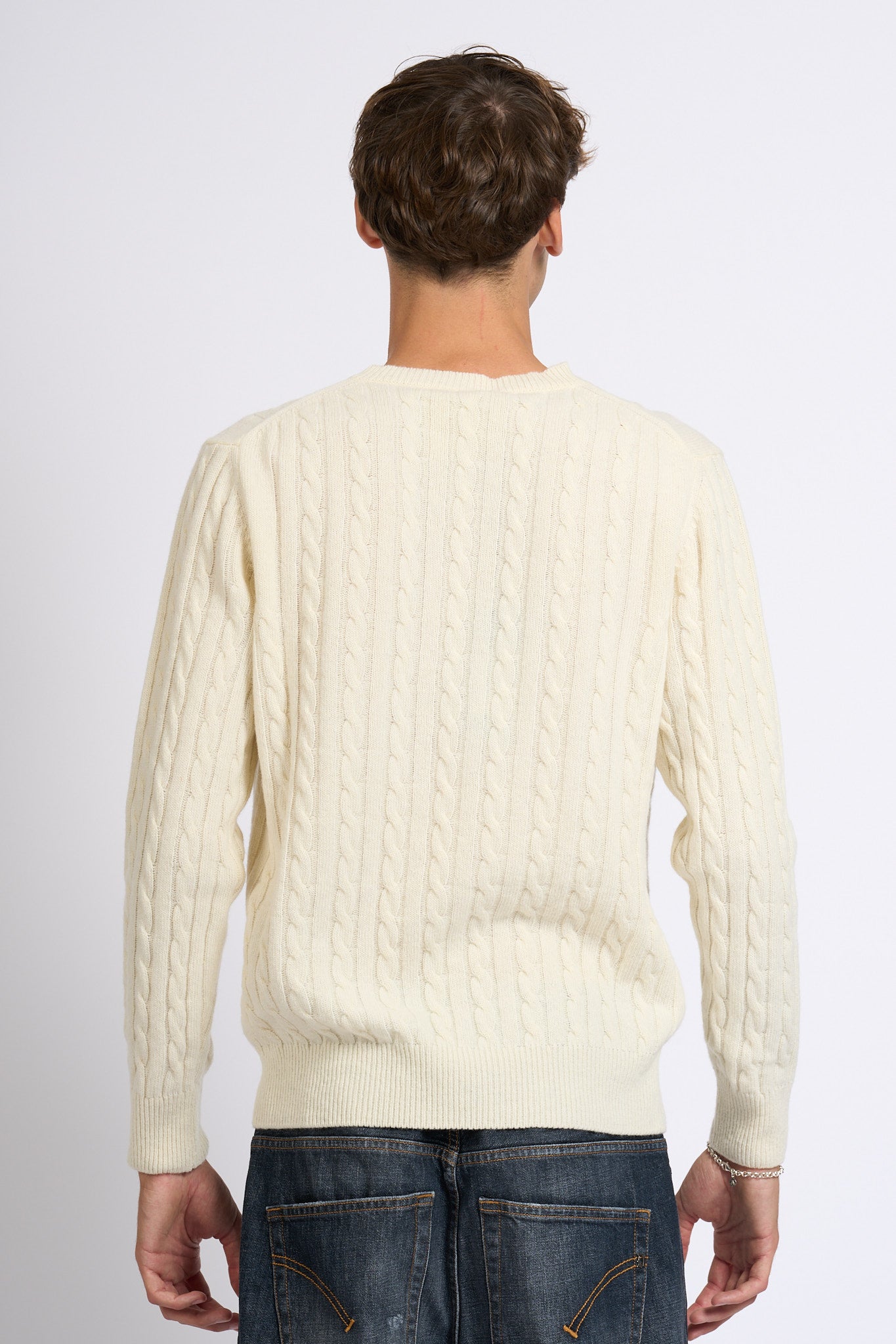 Customer lovers Maglia Giro Treccia Panna Uomo-5