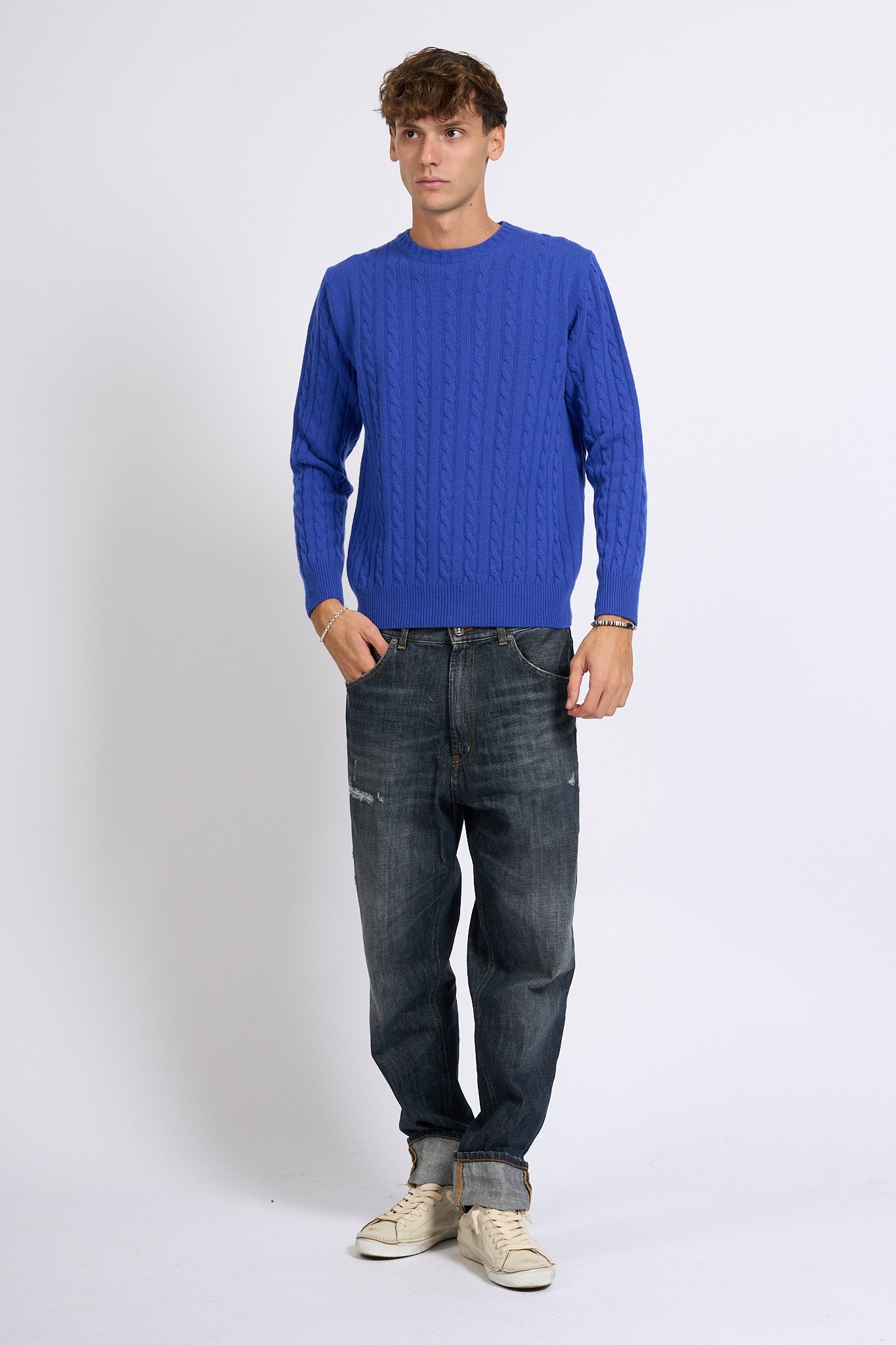 Customer lovers Maglia Giro Treccia indaco Uomo-2