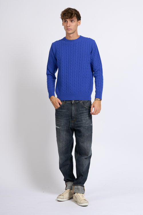 Customer lovers Maglia Giro Treccia indaco Uomo-2