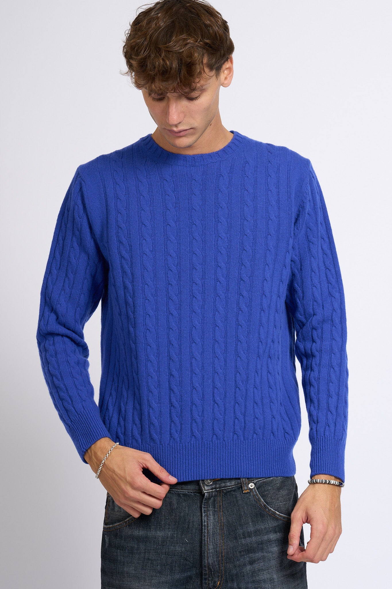 Customer lovers Maglia Giro Treccia indaco Uomo-3
