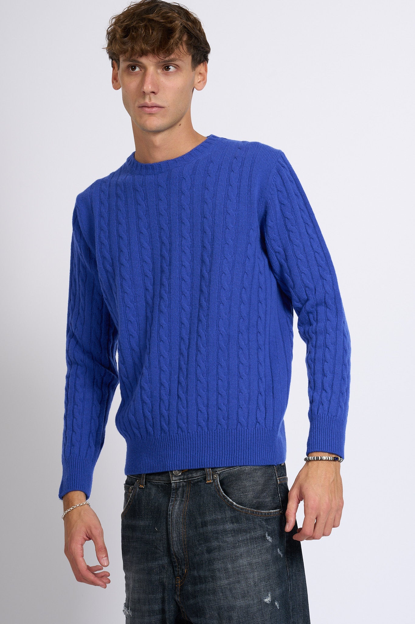 Customer lovers Maglia Giro Treccia indaco Uomo-1