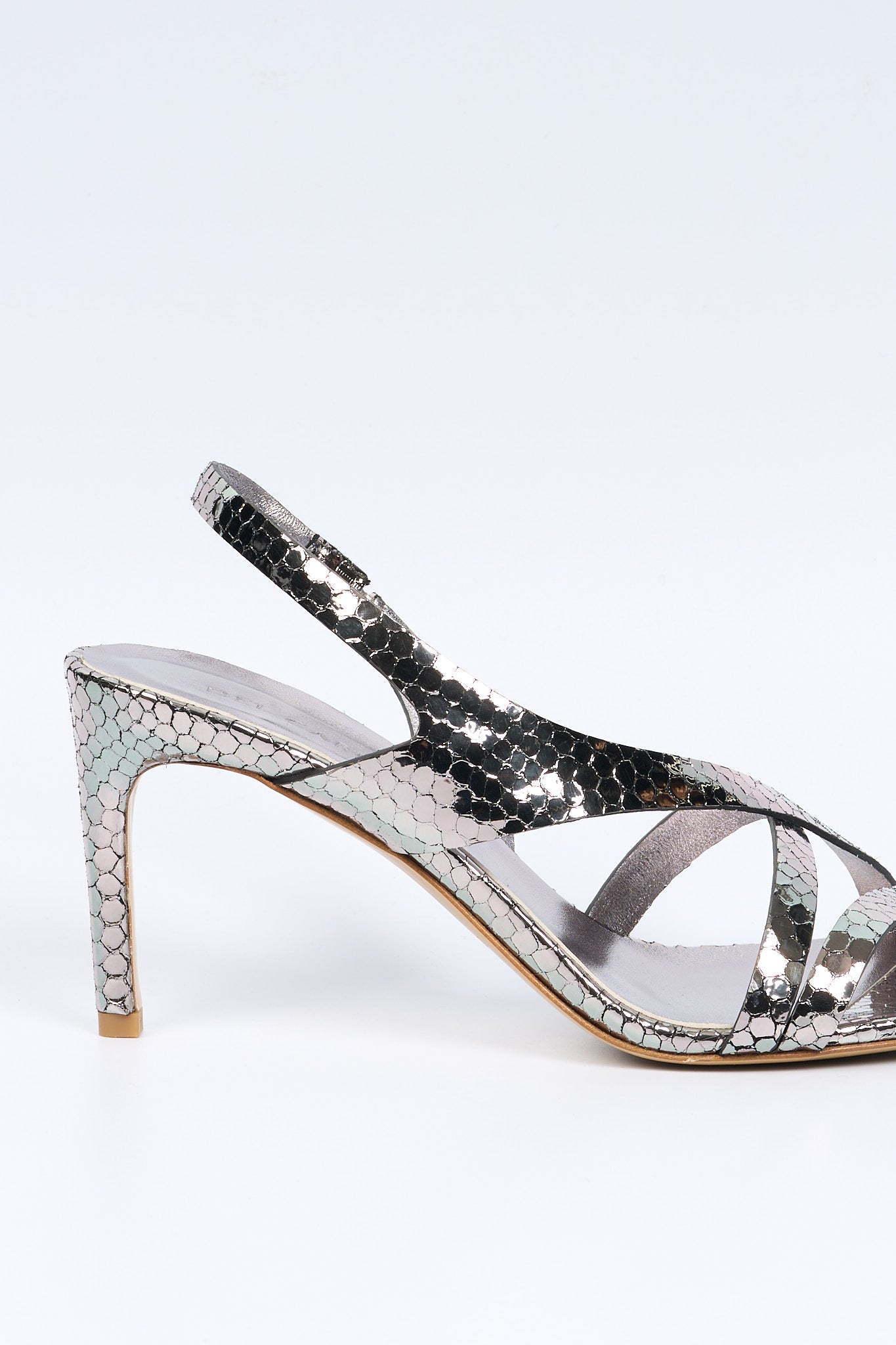 Del carlo Sandalo CANNES Stampa Pitone Argento Donna-5