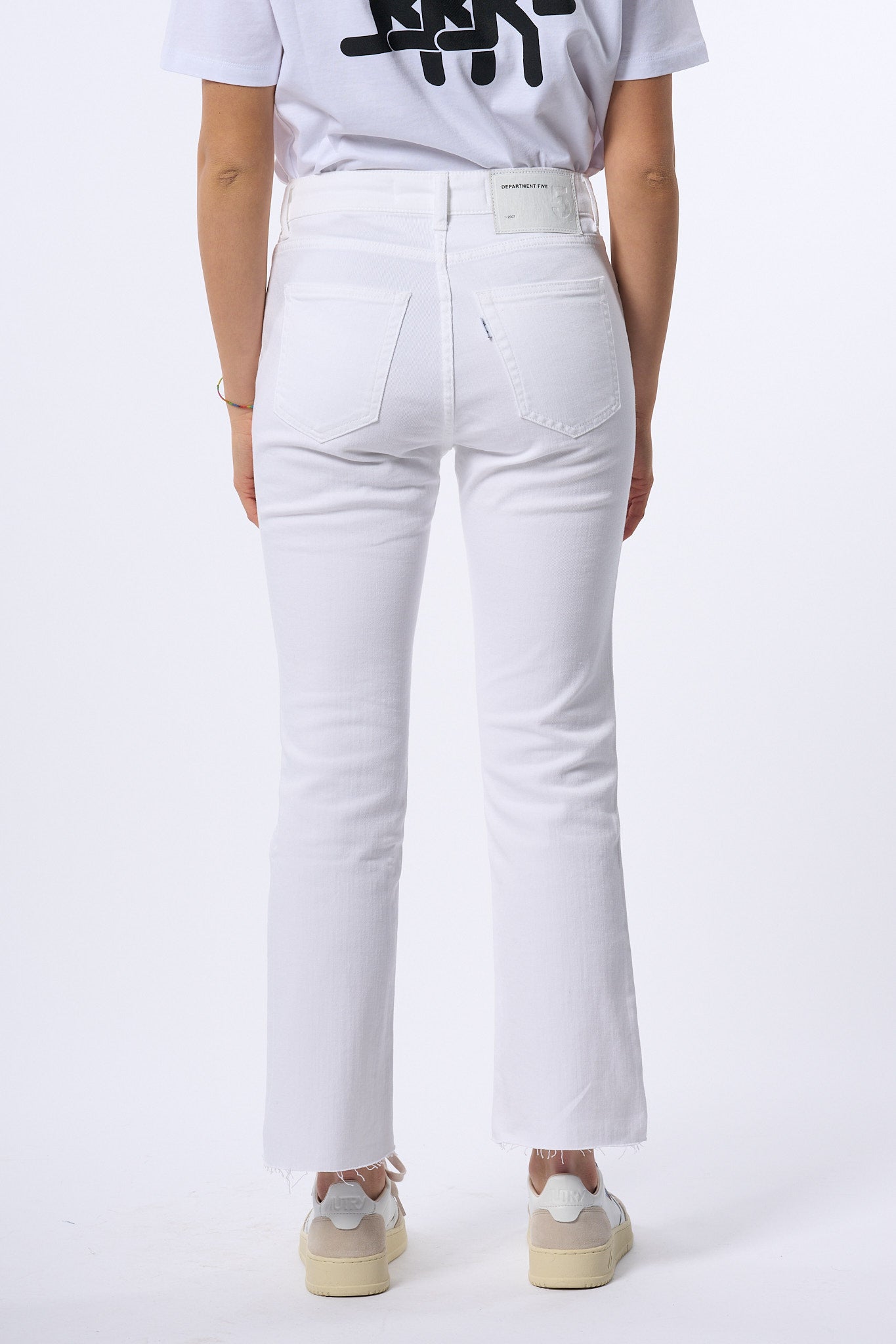 Department5 Jeans Sfrangiato Bianco Donna-5