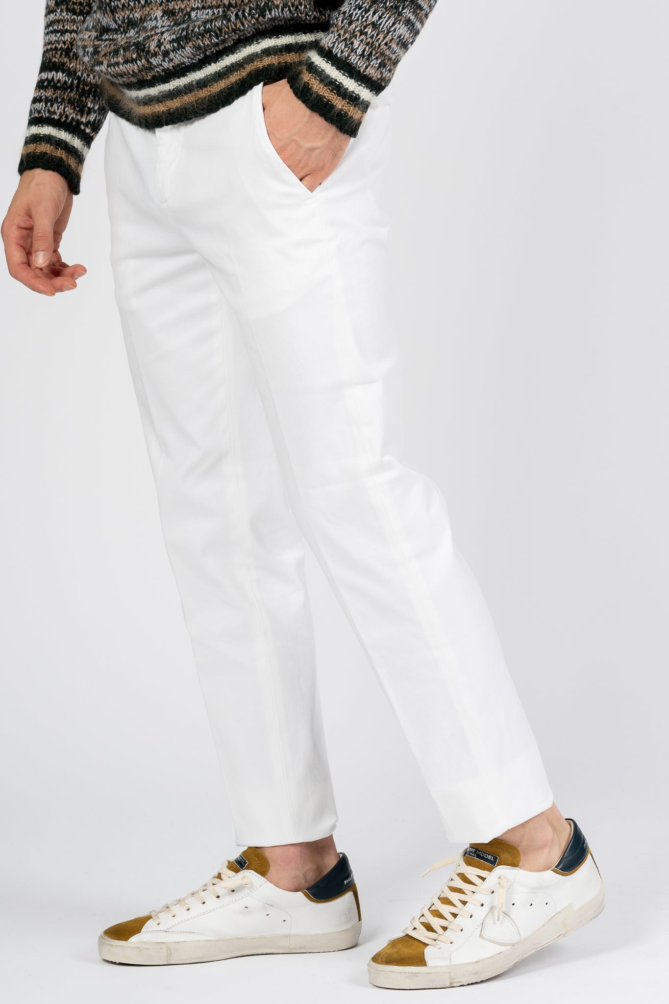 Department5 Men's White Fustian Crop Trousers-4