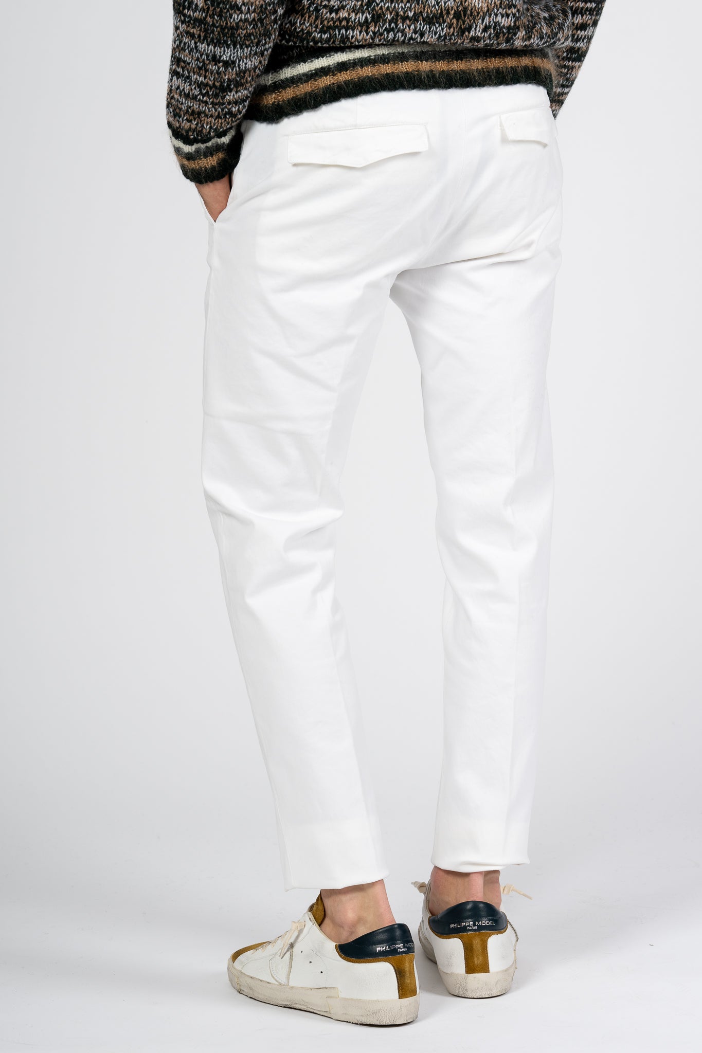 Department5 Men's White Fustian Crop Trousers-1