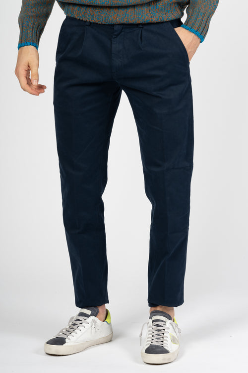 Department5 Men's Navy Blue Pences Microxford Trousers
