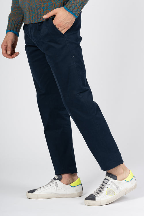Department5 Men's Navy Blue Pences Microxford Trousers-2
