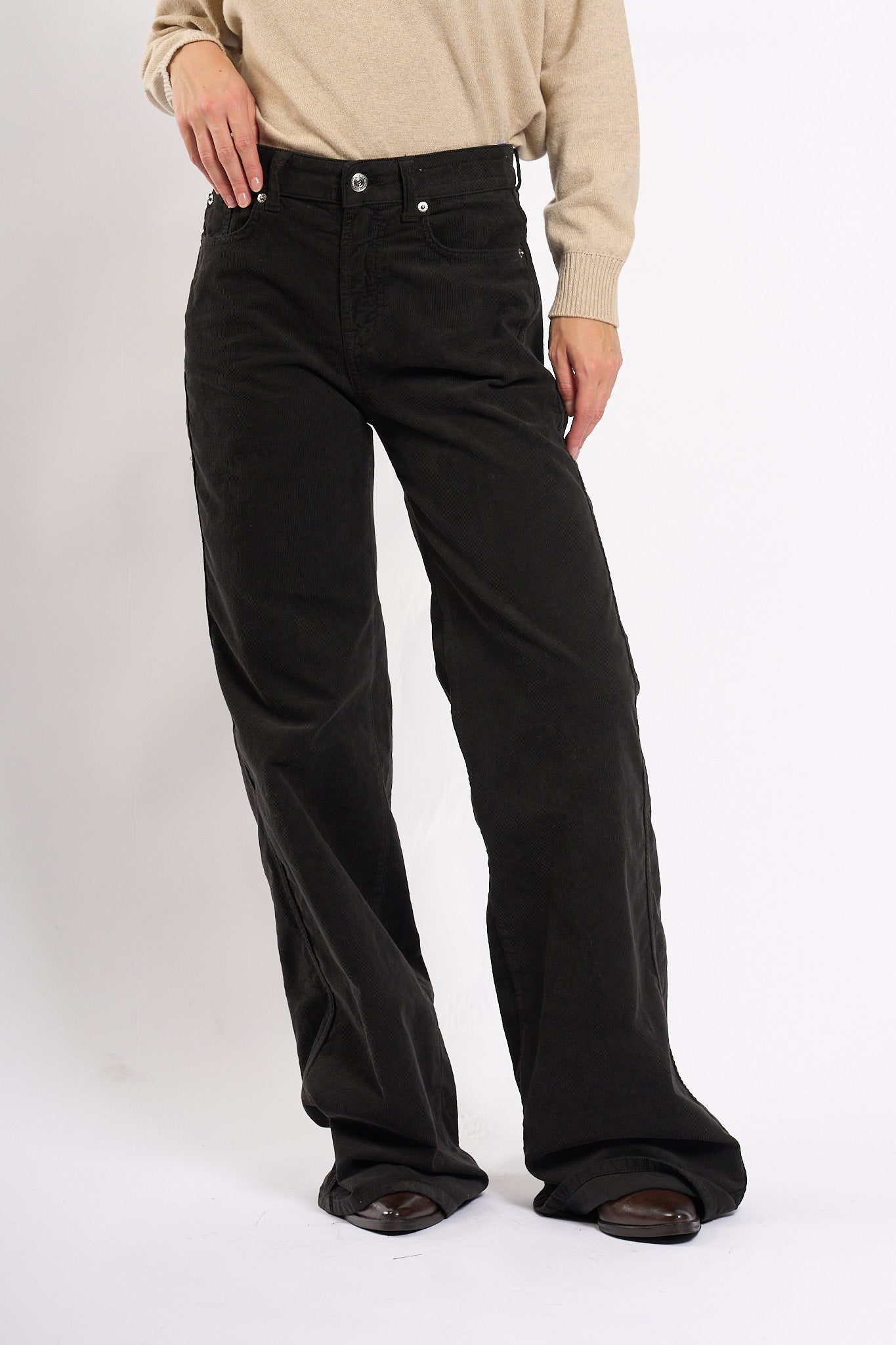 Department5 Pantalone Pretender Velluto Moro Donna-3