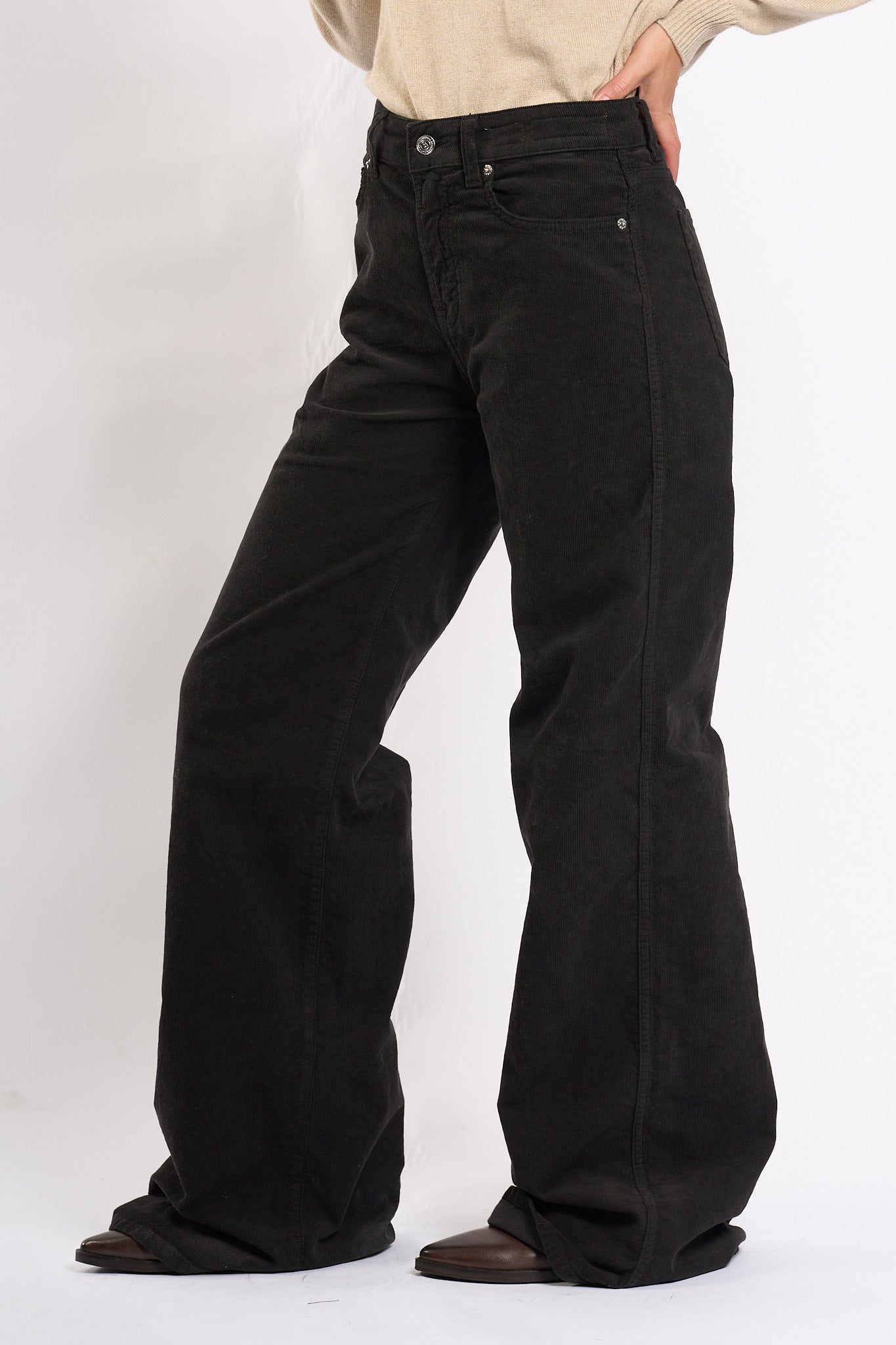 Department5 Pantalone Pretender Velluto Moro Donna-4