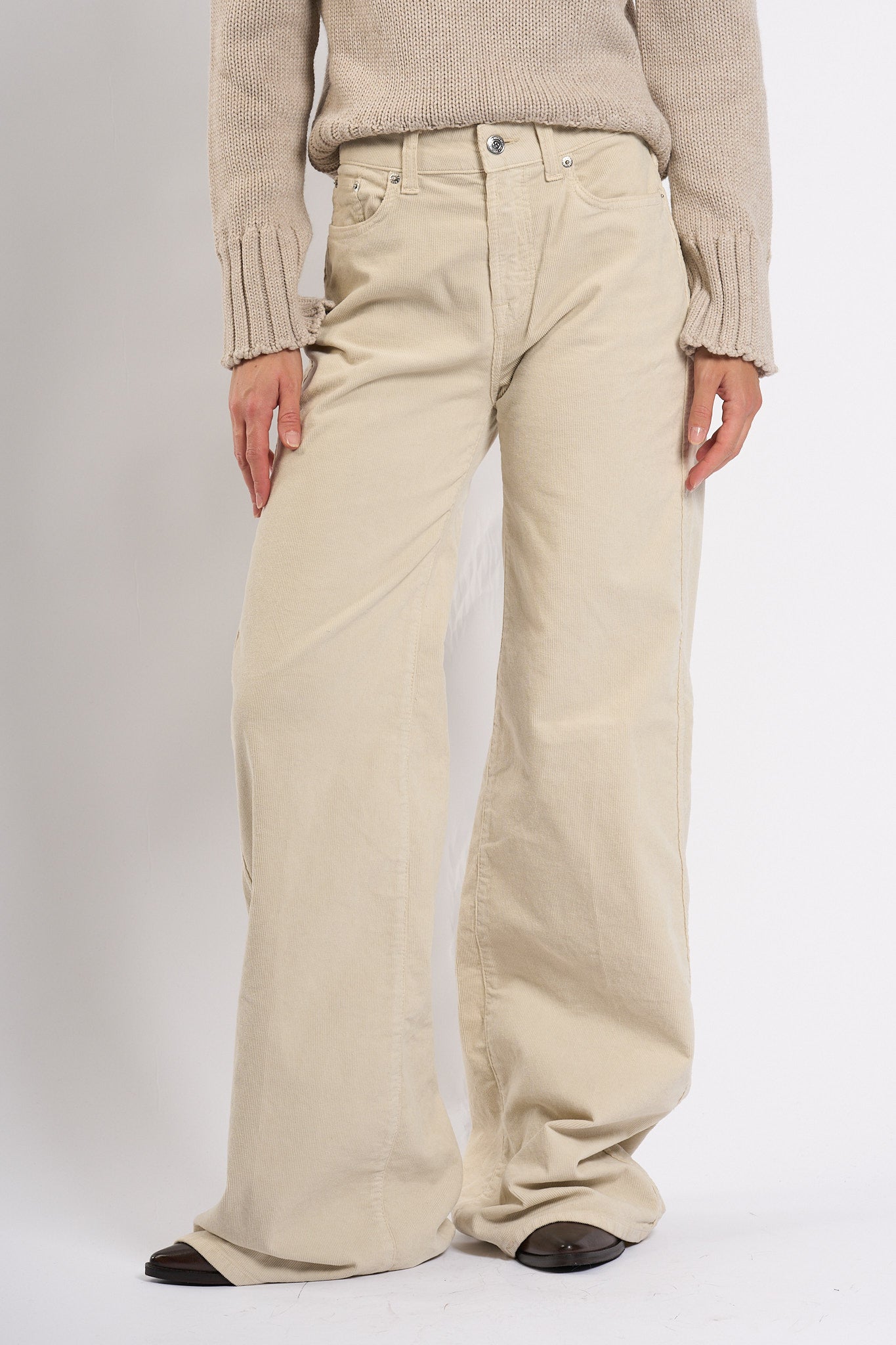 Department5 Pantalone Pretender Velluto Panna Donna-2