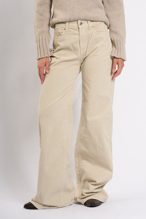 Department5 Pantalone Pretender Velluto Panna Donna-2