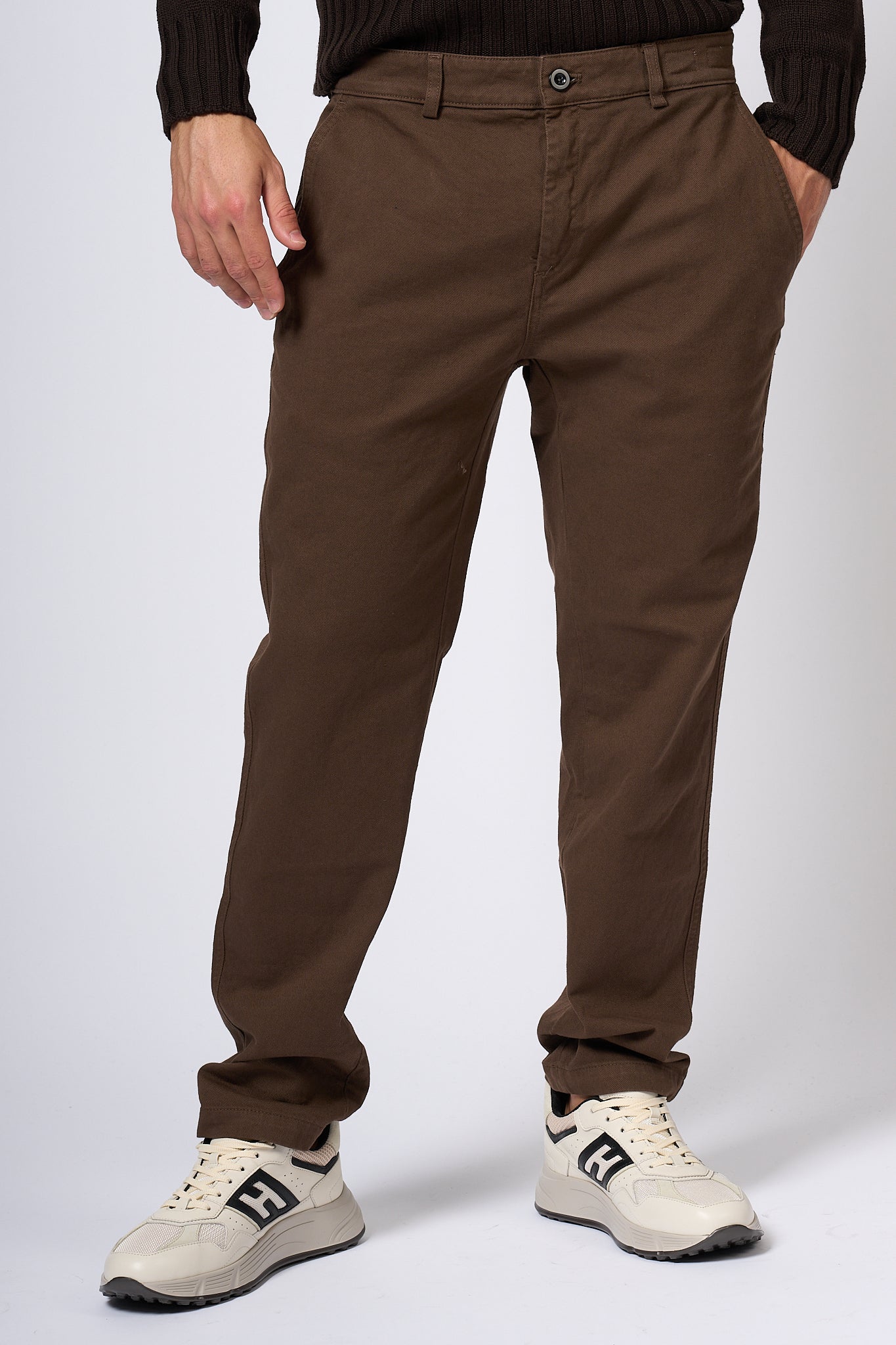 Department5 Prince Gabardine Brown Men's Trousers-1