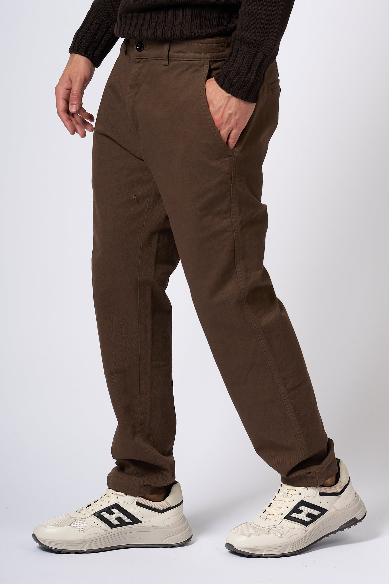 Department5 Prince Gabardine Brown Men's Trousers-5