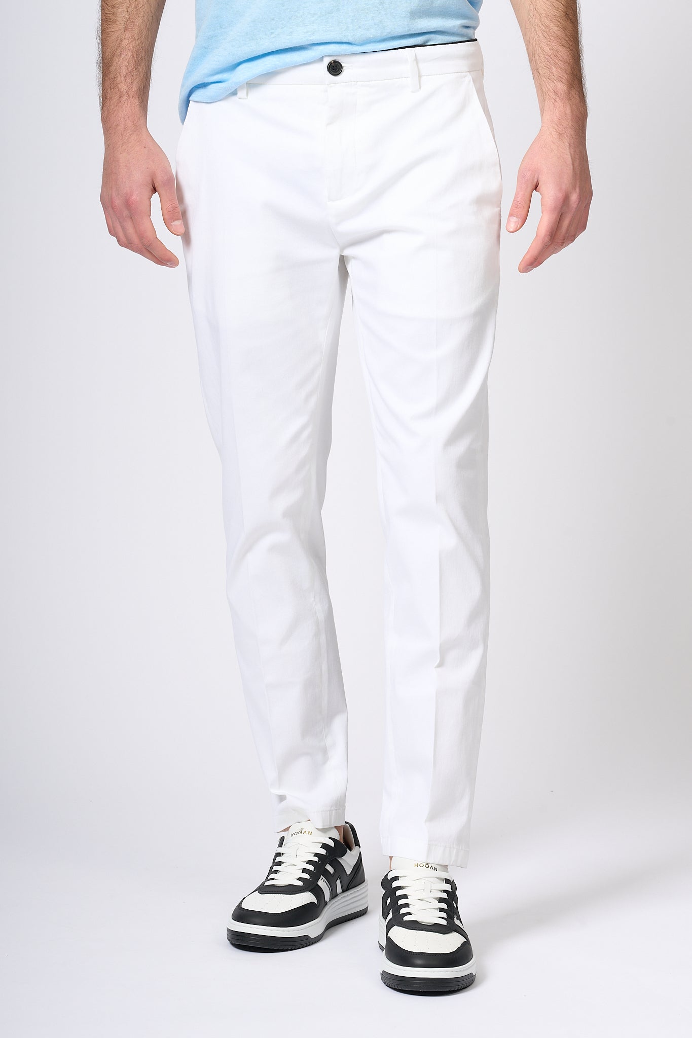 Department5 Pantalone Prince in Cotone Bianco Uomo-1