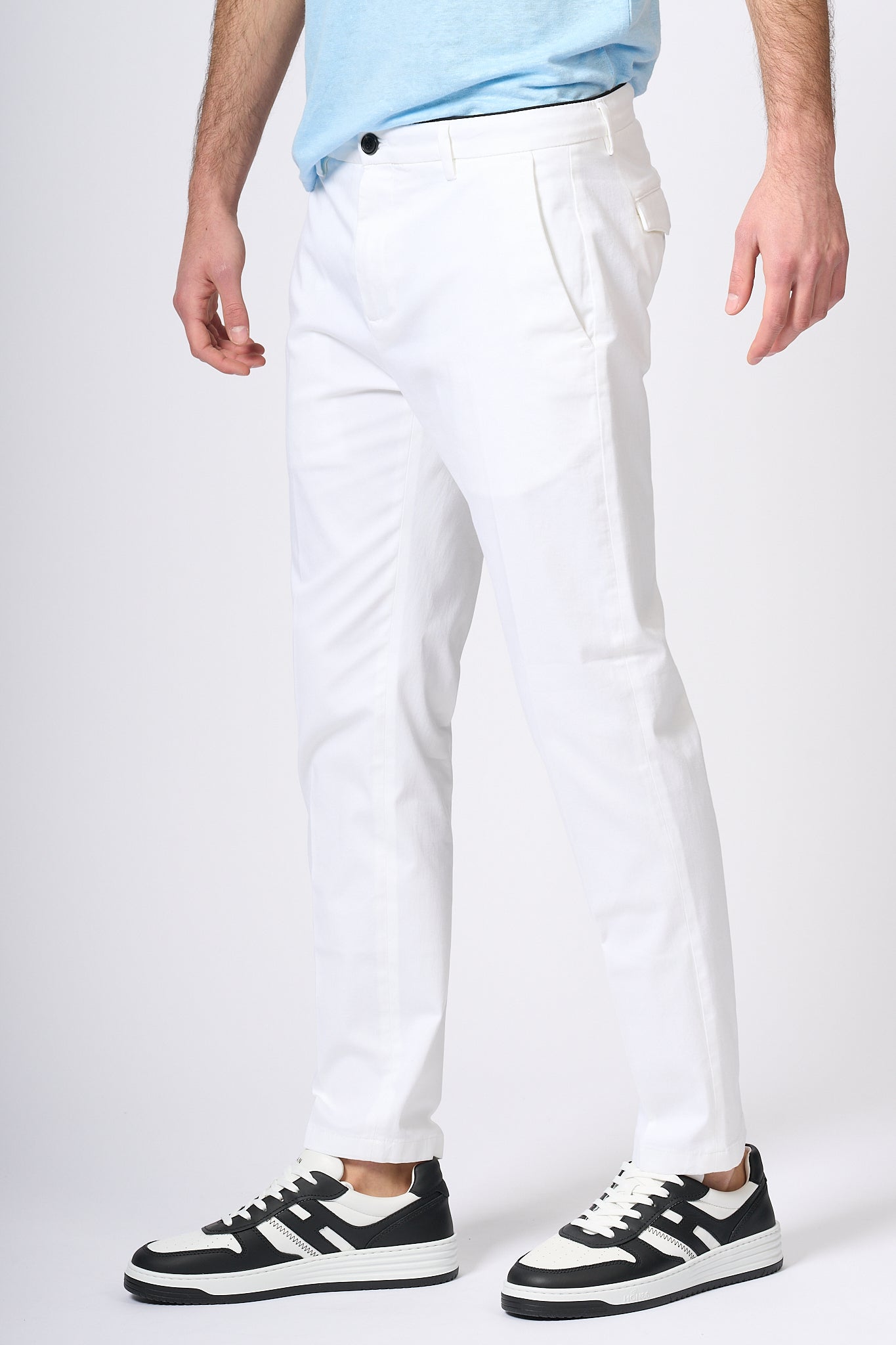 Department5 Pantalone Prince in Cotone Bianco Uomo-4