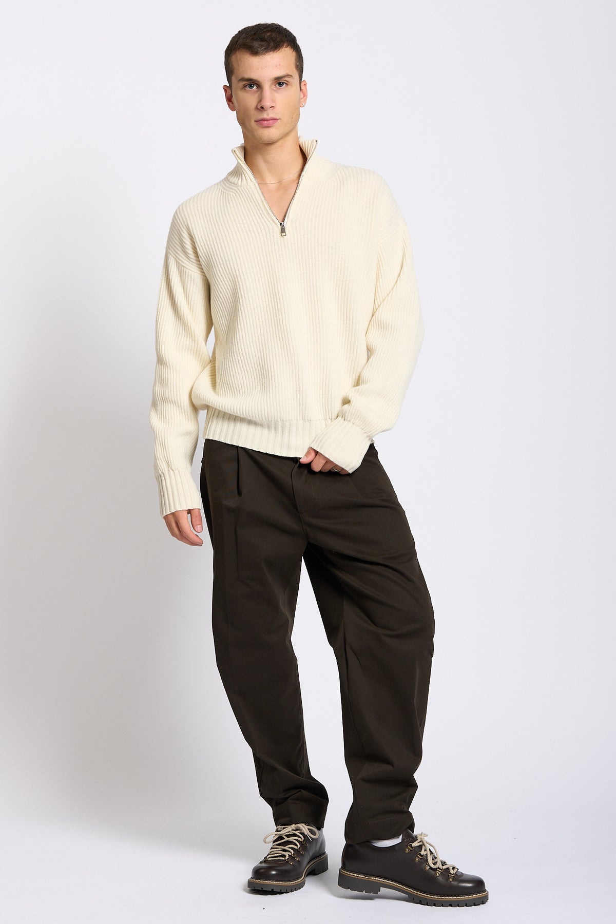 Diana studio Maglia Mezza Zip Costa Panna Uomo-2