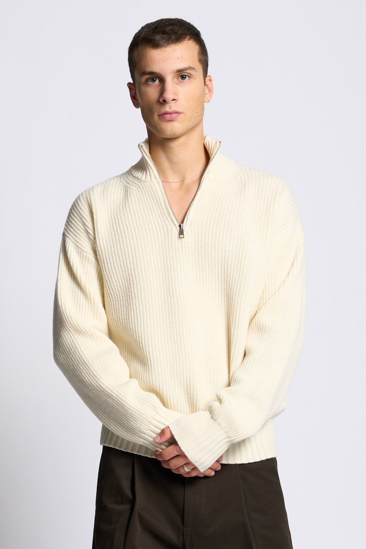Diana studio Maglia Mezza Zip Costa Panna Uomo-3