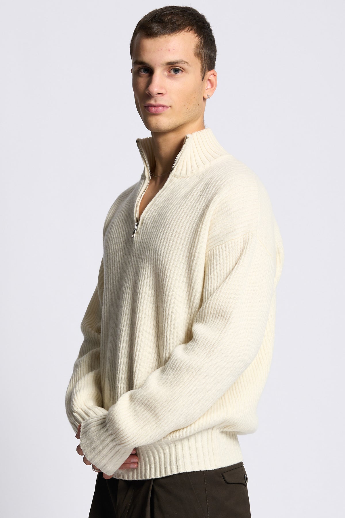 Diana studio Maglia Mezza Zip Costa Panna Uomo-4