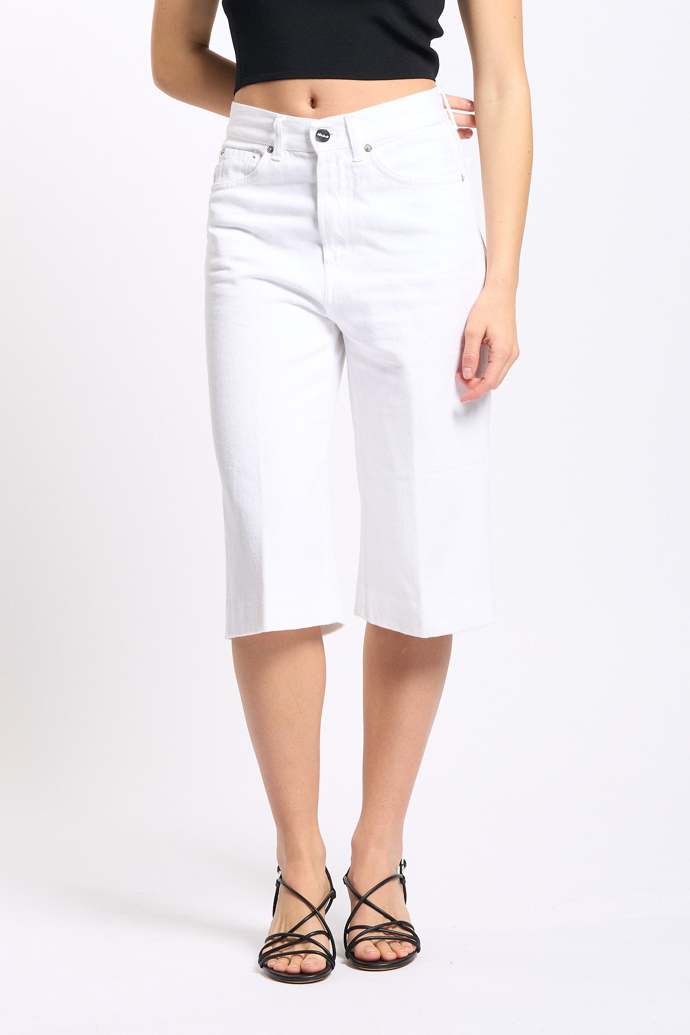 Dondup Bermuda Delfine Bianco Donna-5