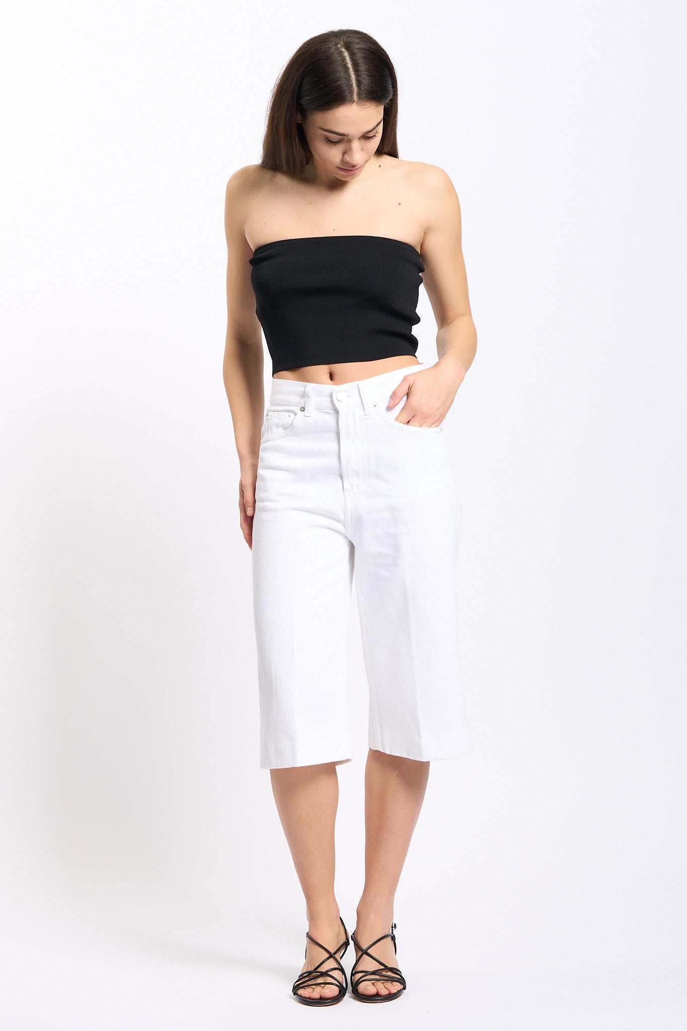 Dondup Bermuda Delfine Bianco Donna-8