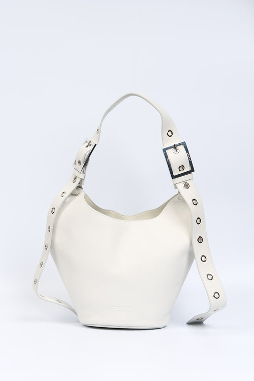 Dondup Borsa Small Hobo Pelle Bianco Donna