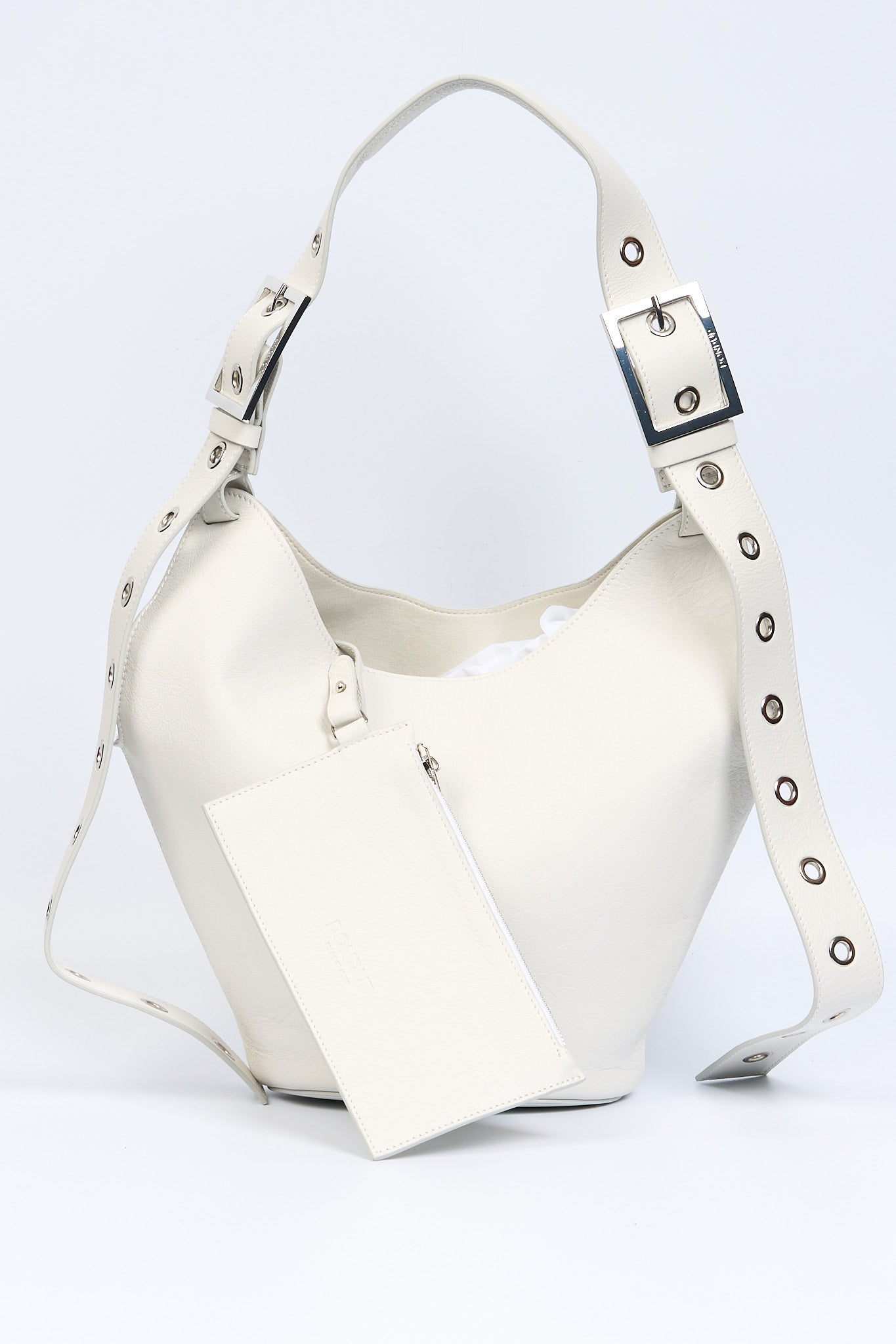 Dondup Borsa Small Hobo Pelle Bianco Donna-3