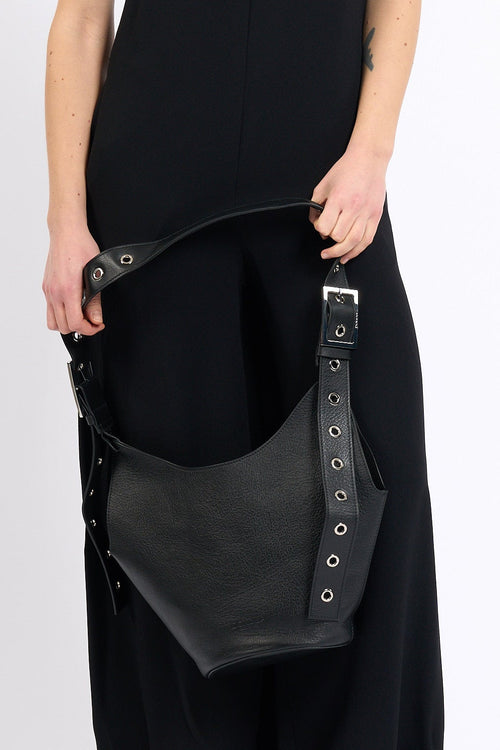 Dondup Borsa Small Hobo in Pelle Nero Donna