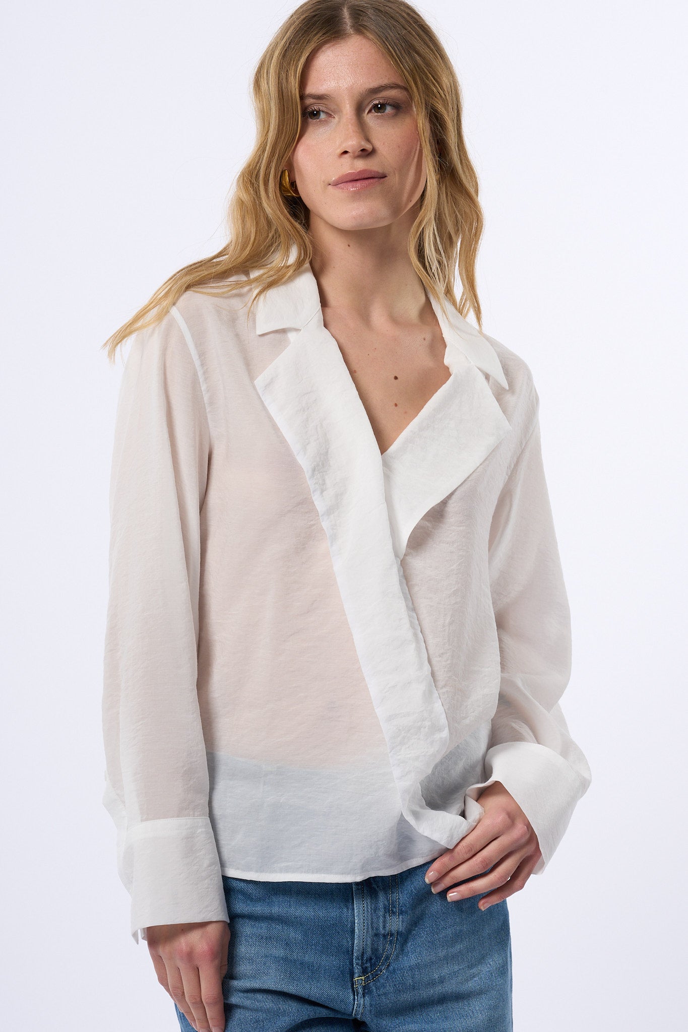 Dondup Camicia Incrocio Bianco Donna-4