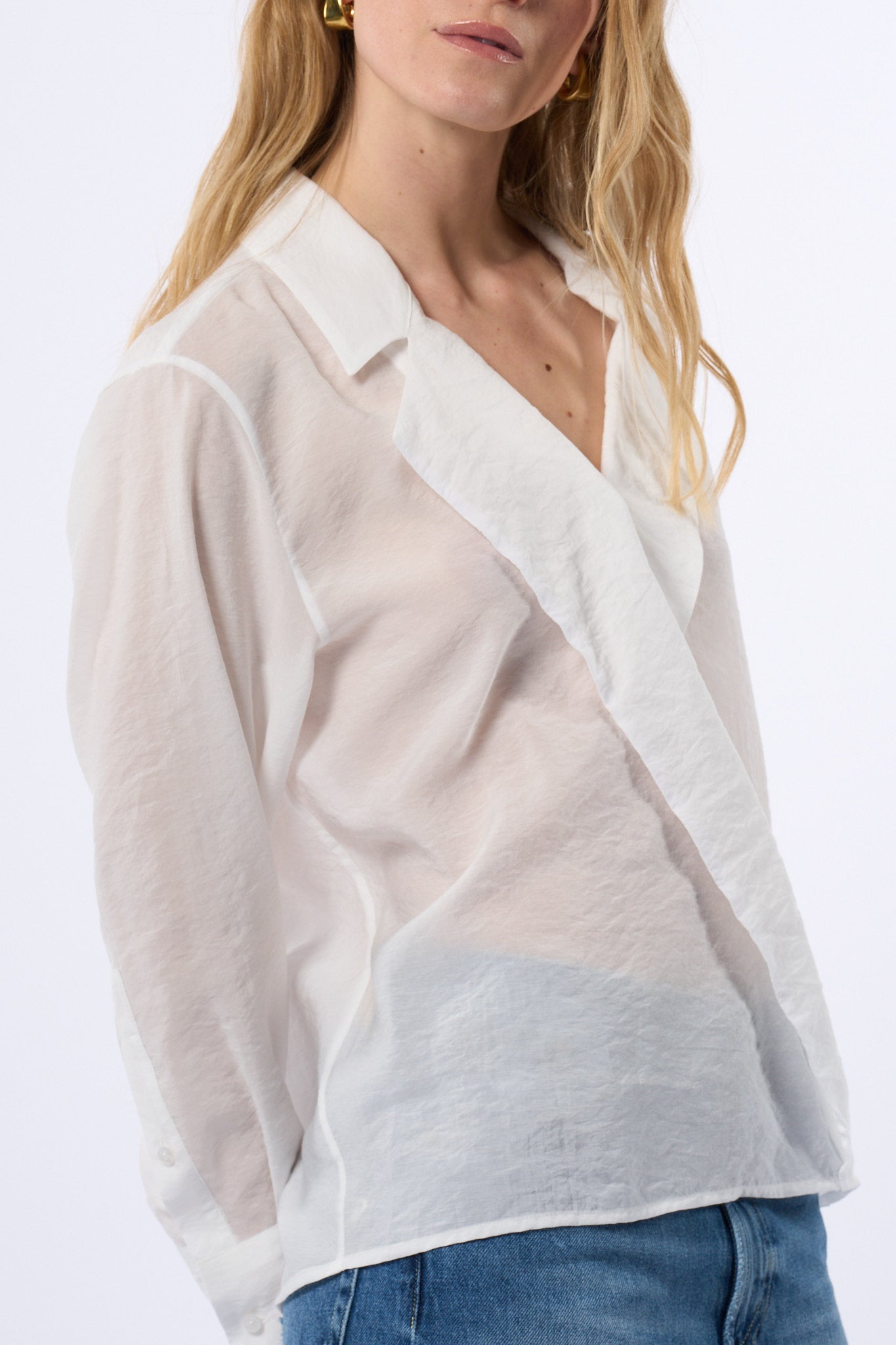 Dondup Camicia Incrocio Bianco Donna-5