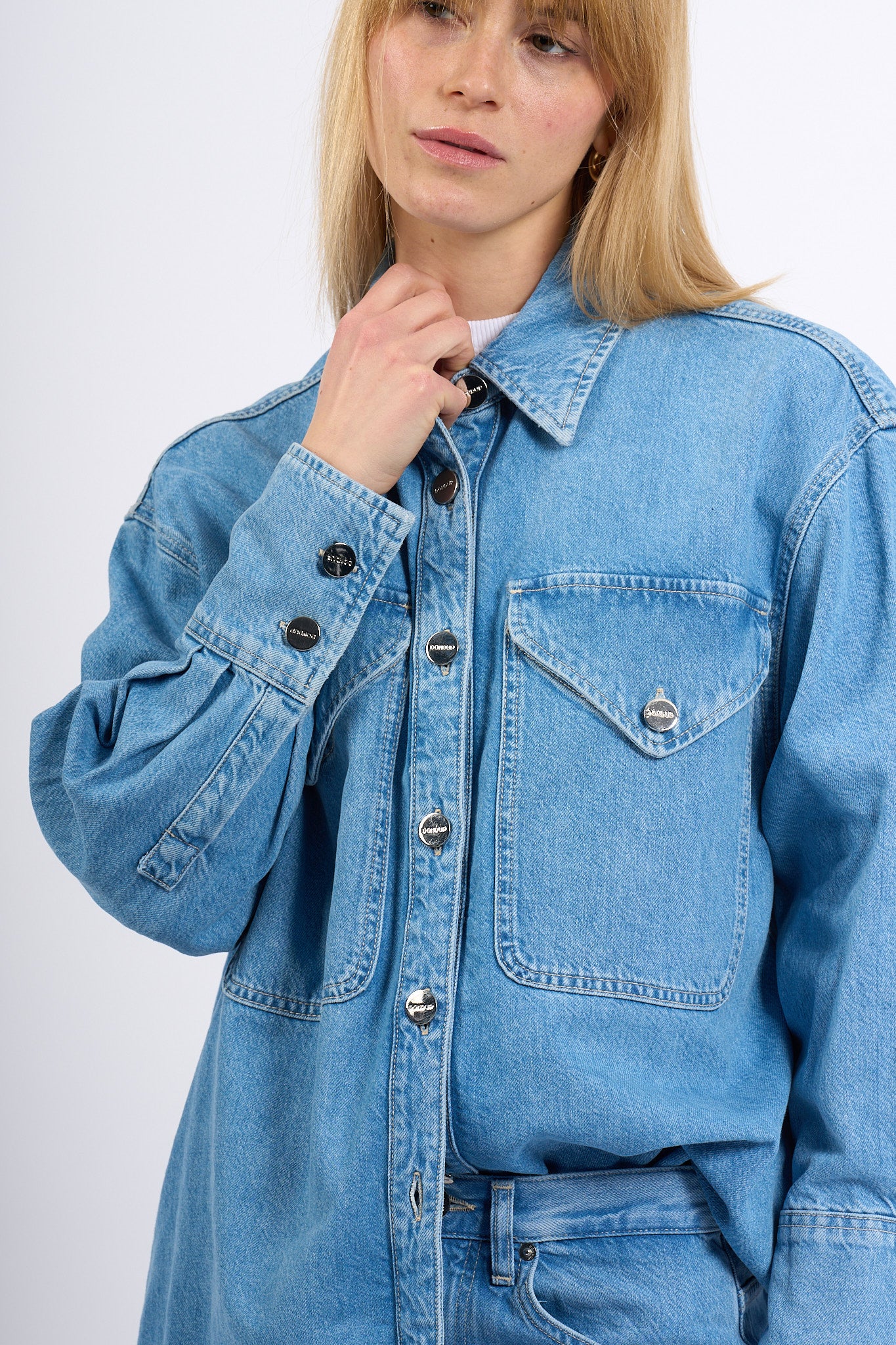Dondup Camicia Over Denim Azzurro Donna-5