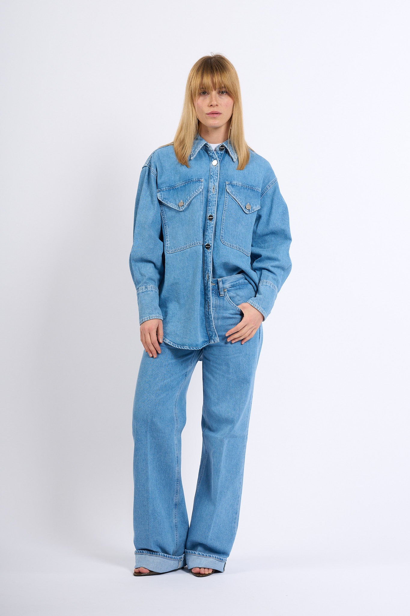 Dondup Camicia Over Denim Azzurro Donna-6