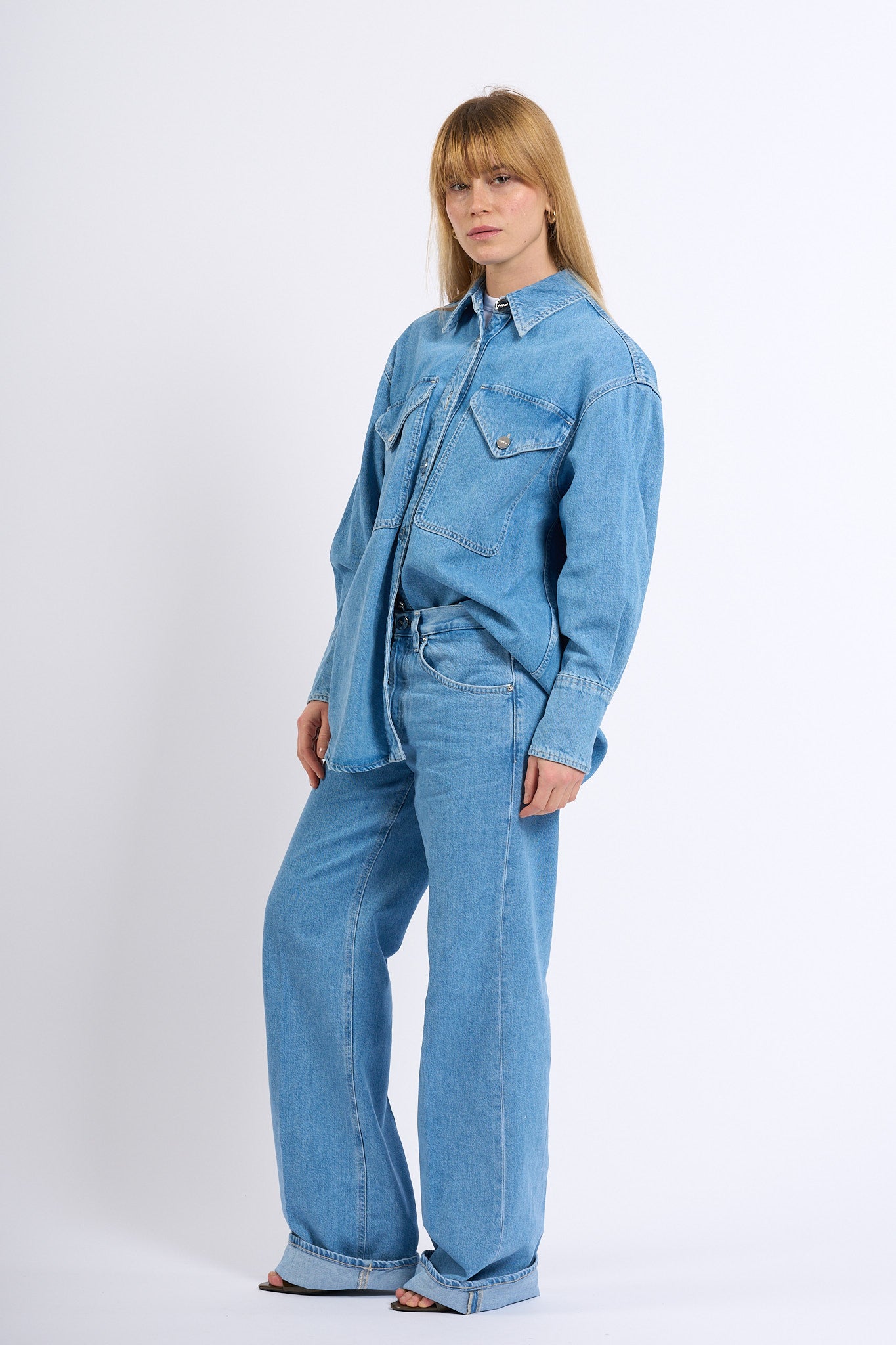 Dondup Camicia Over Denim Azzurro Donna-2