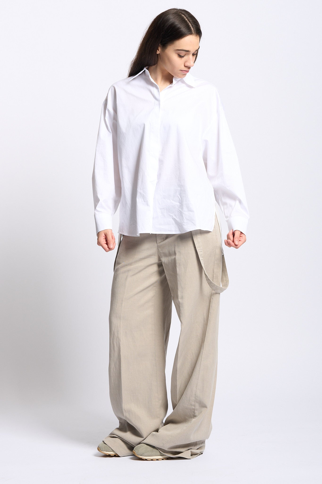 Dondup Camicia Over Retro Voile Bianco Donna-6