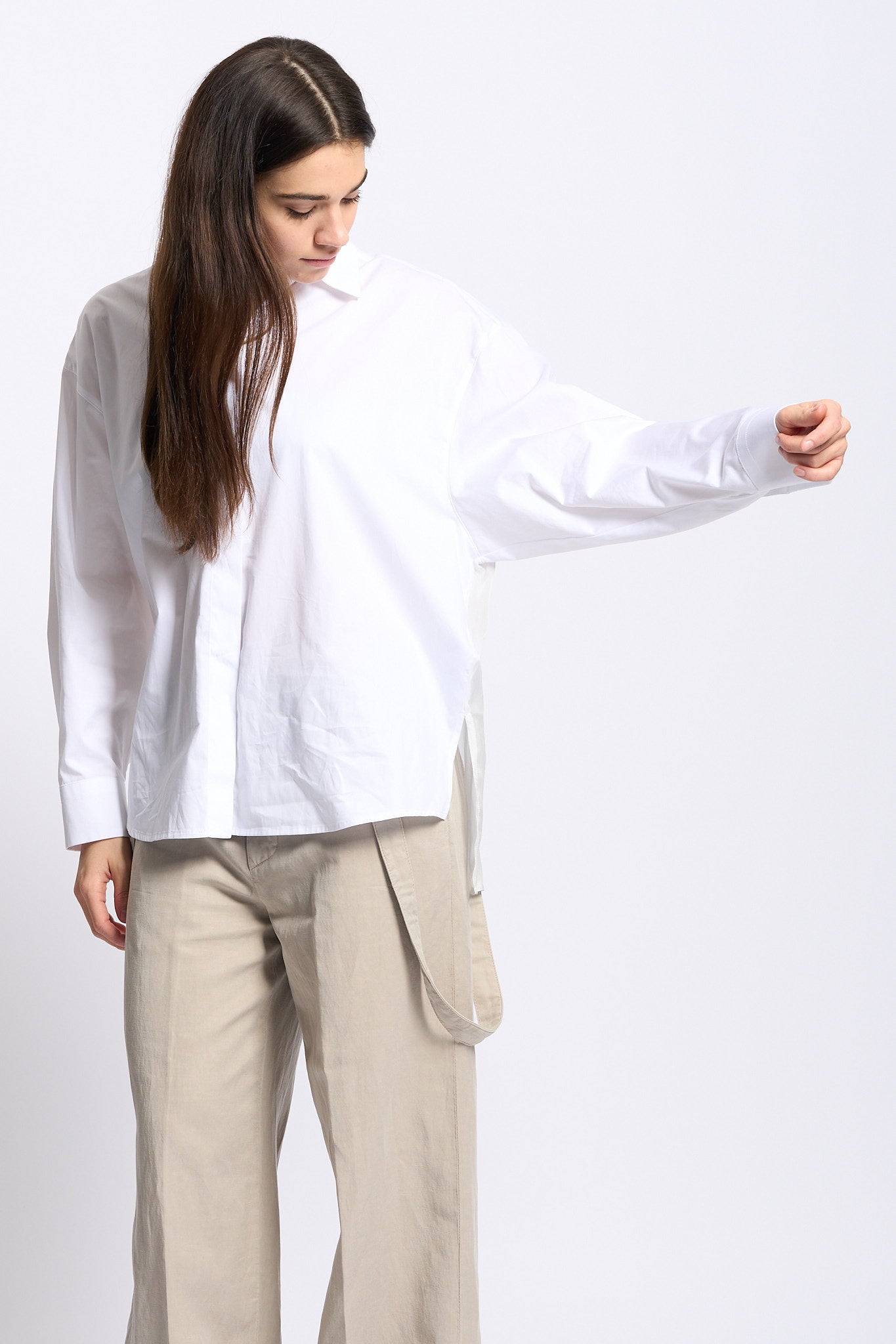 Dondup Camicia Over Retro Voile Bianco Donna-2