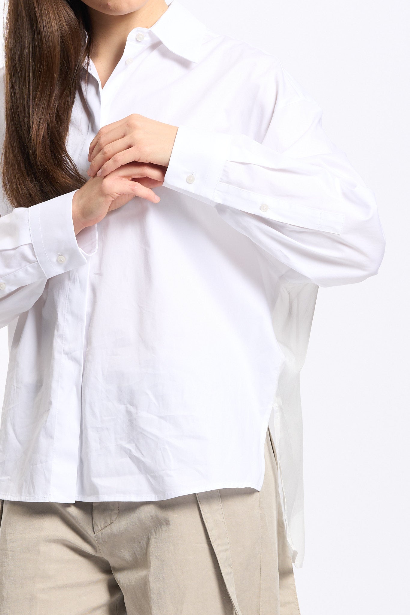 Dondup Camicia Over Retro Voile Bianco Donna-7