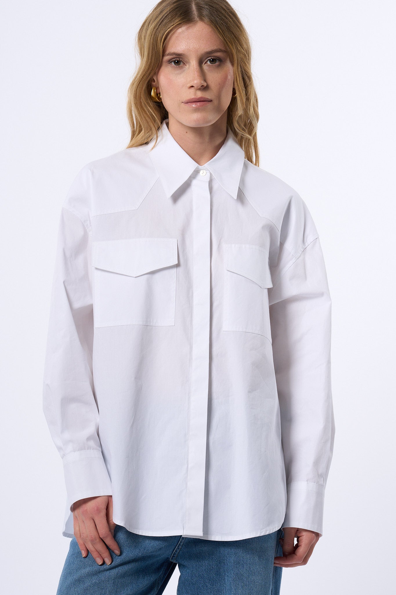 Dondup Camicia Tasche Bianco Donna-4