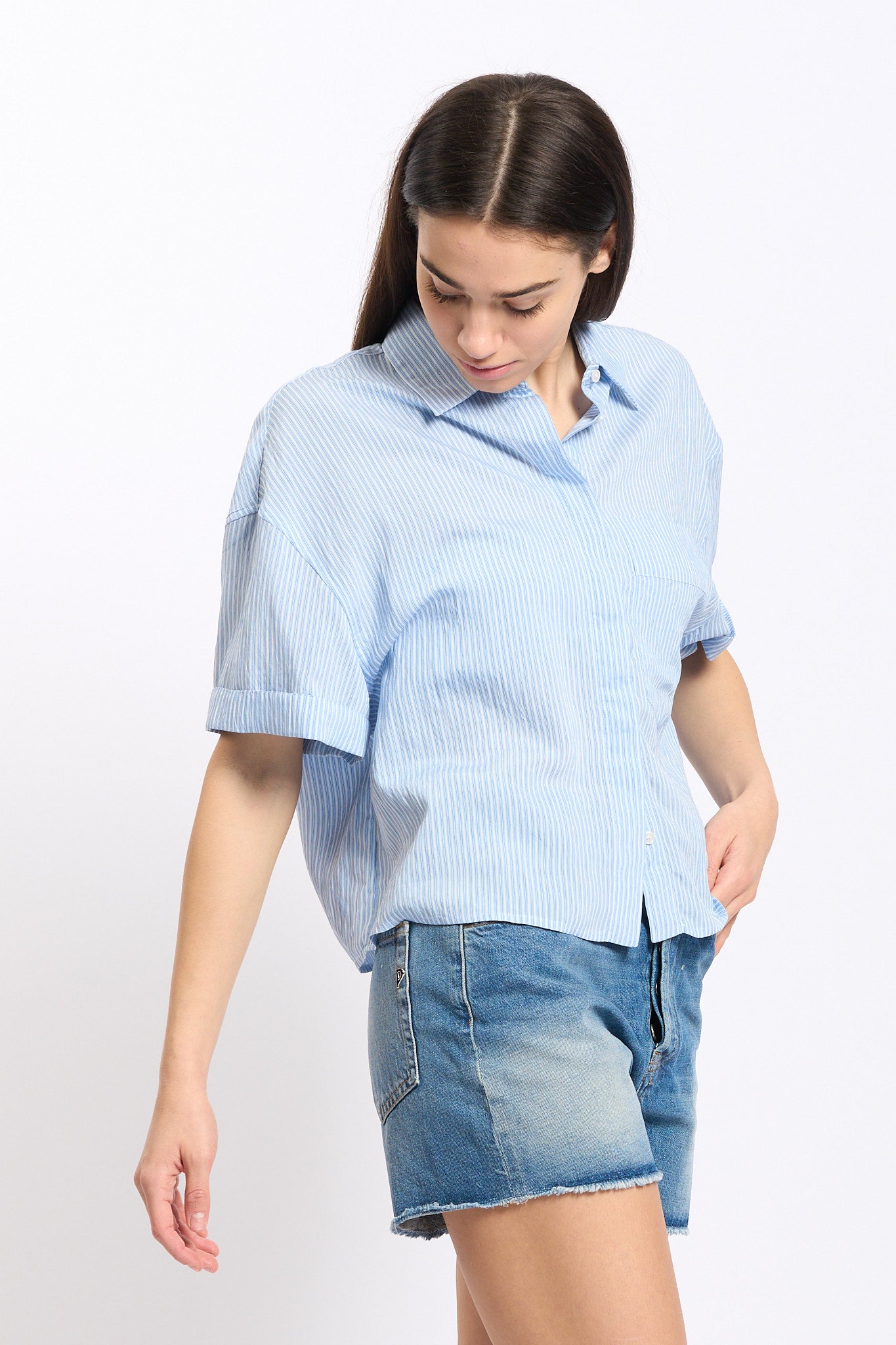 Dondup Camicia a Righe Azzurro Donna-4