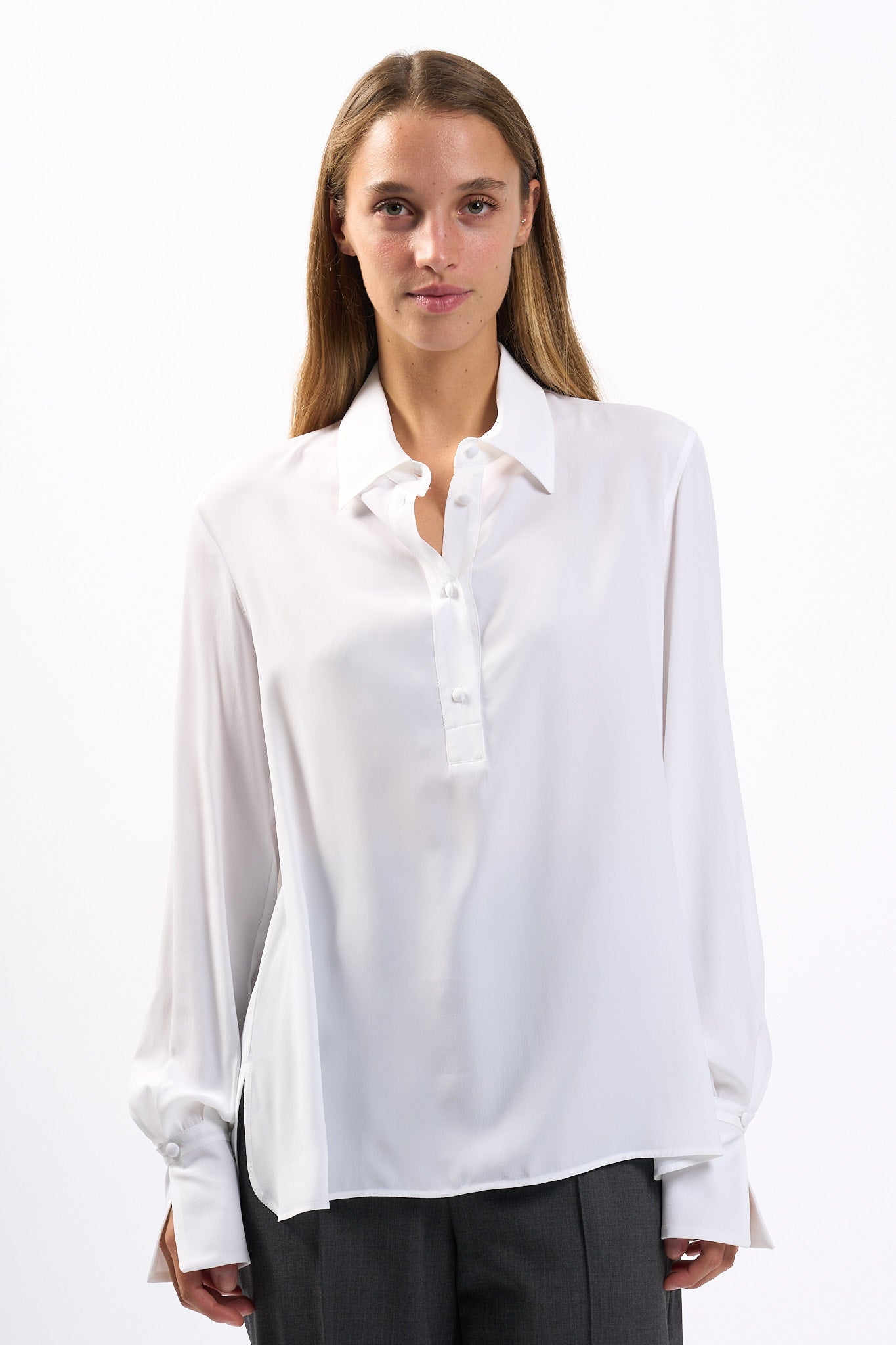 Dondup Camicia in Crepe e Seta Bianco Donna-3